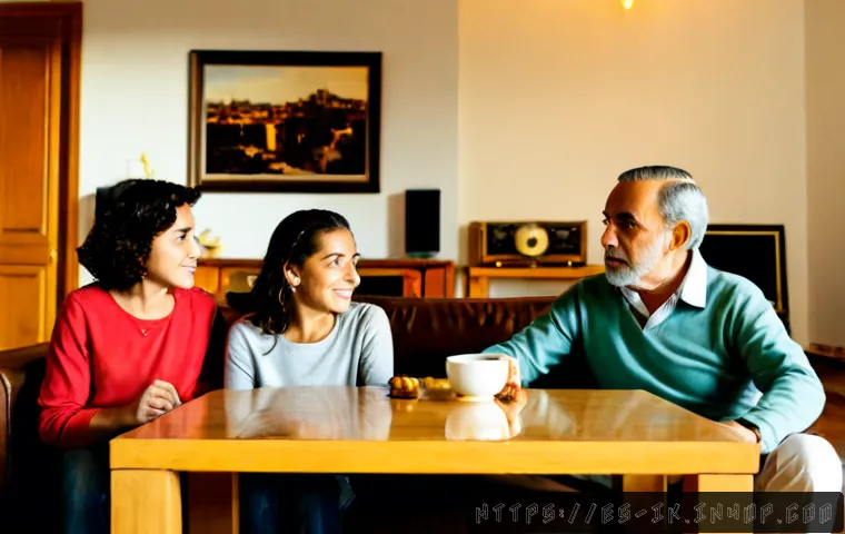 Home 17 내러티브 패턴과 대중문화 - Photorealistic editorial scene of a multigenerational Spanish-speaking family in a warm Madrid apart...